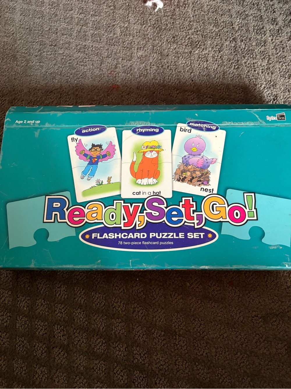 VINTAGE Ready, Set, Go! Flashcard Puzzle Set – Teal